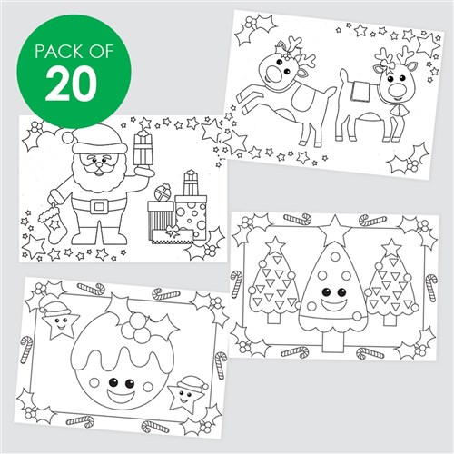 A3 Cardboard Christmas Placemats - White - Pack of 20