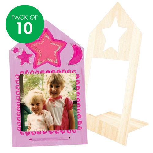 3D Wooden Star Cutout Frames - Pack of 10