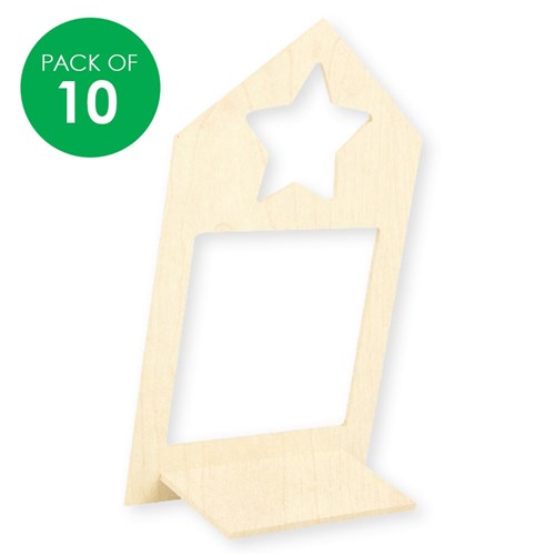 3D Wooden Star Cutout Frames - Pack of 10