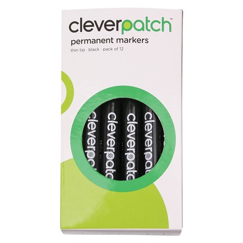 Cleverpatch CleverPatch Thin Tip Permanent Markers - Black - Pack of 12 | Markers ...