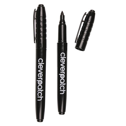 CleverPatch Thin Tip Permanent Markers Black Pack of 12 Markers