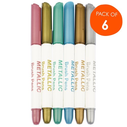 NEXUS Metallic Brush Pens - Pack of 6