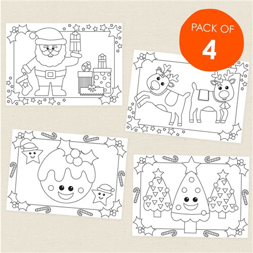 Cardboard Christmas Placemats - White - Pack of 4