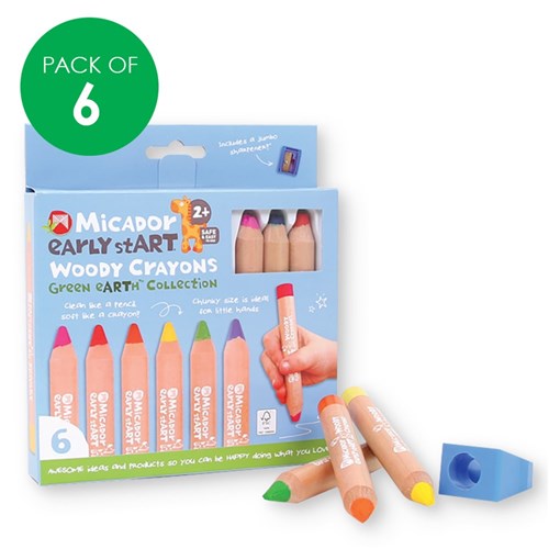 Micador Early Start Woody Crayons - Pack of 6