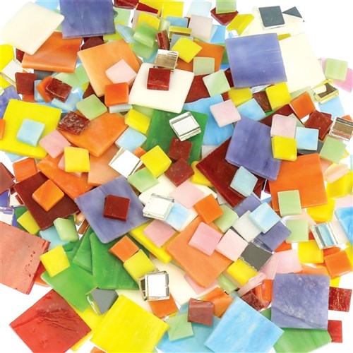 Glass Mosaic Tiles - Assorted Colours - 500g Pack