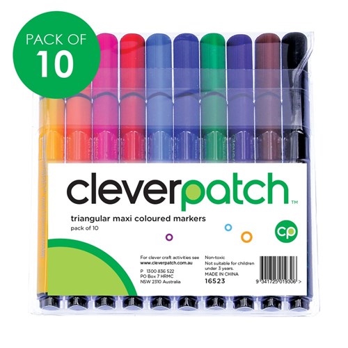 CleverPatch Triangular Maxi Coloured Markers - Pack of 10