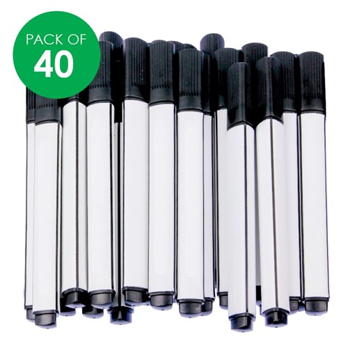 CleverPatch Triangular Whiteboard Markers - Black - Pack of 40
