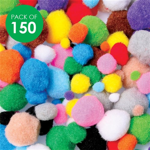 Pom Poms - Assorted - Pack of 150