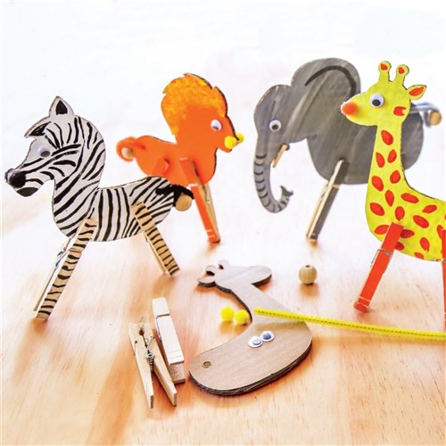 Cardboard Peg Safari Animals - Pack of 4