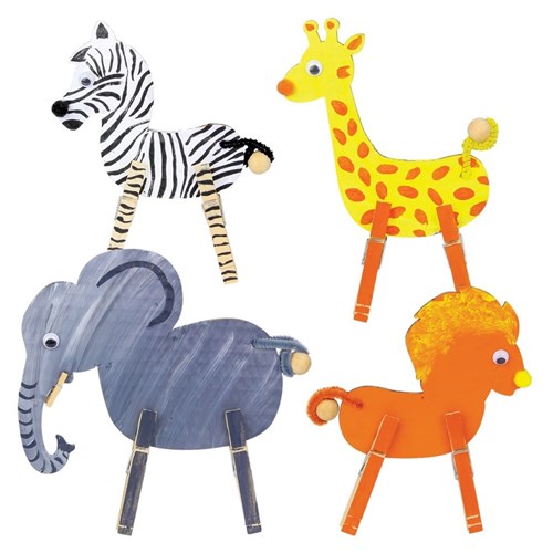 Cardboard Peg Safari Animals - Pack of 4