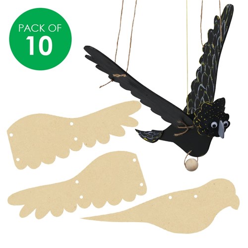 3D Wooden Flying Birds - Pack of 10