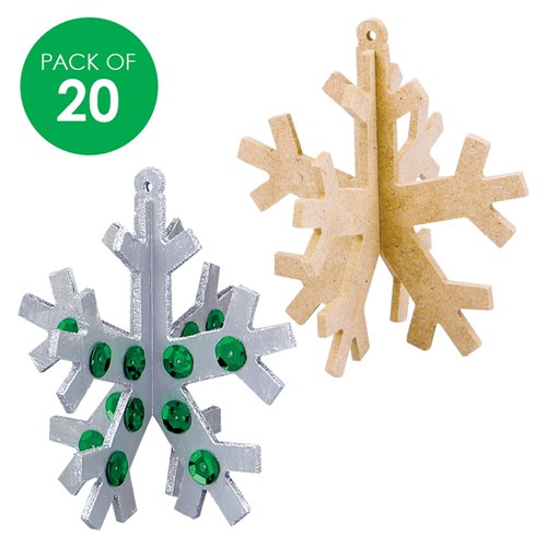 3D Wooden Snowflakes - Pack of 20