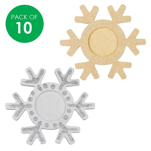 Wooden Candle Holders - Snowflake - Pack of 10