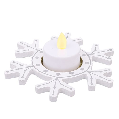 Wooden Candle Holders - Snowflake - Pack of 10