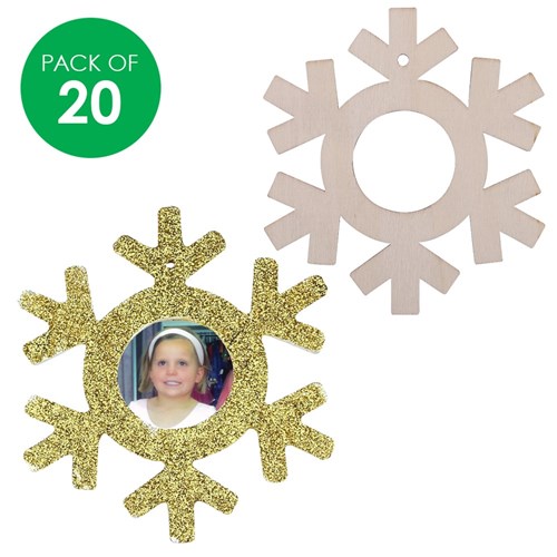 Wooden Snowflake Frames - Pack of 20