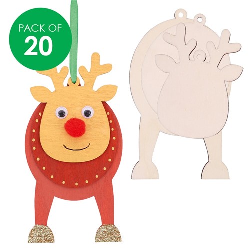 Wooden Layered Reindeer - Pack of 20