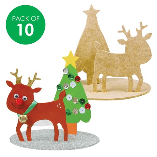 Wooden Christmas Dioramas - Reindeer - Pack of 10