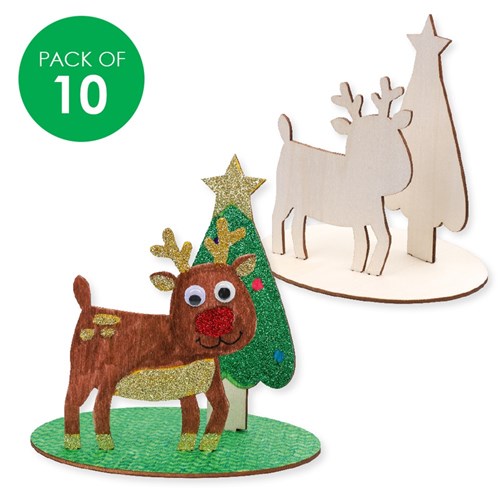 Wooden Christmas Dioramas - Reindeer - Pack of 10