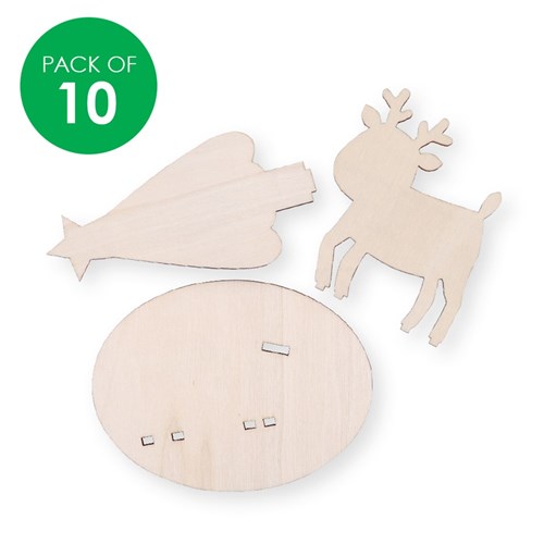 Wooden Christmas Dioramas - Reindeer - Pack of 10