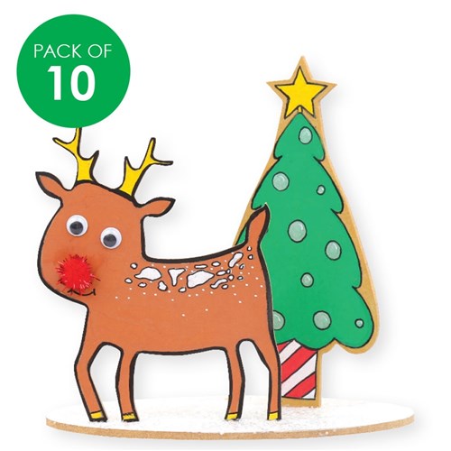 Wooden Christmas Dioramas - Reindeer - Pack of 10