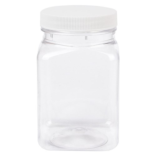 Clear Plastic Jar - Square - 400ml