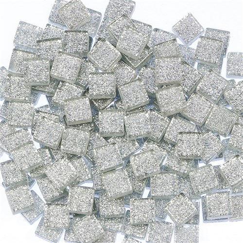 Glitter Glass Mini Mosaics - Silver Sprinkles - 500g Pack