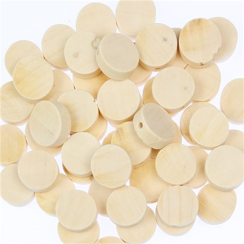 Round Wooden Beads - Flat - Pack of 100