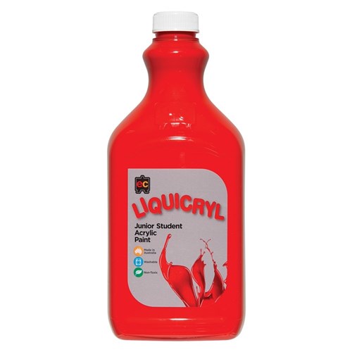 EC Liquicryl Junior Student Acrylic Paint - Brilliant Red - 2 Litres