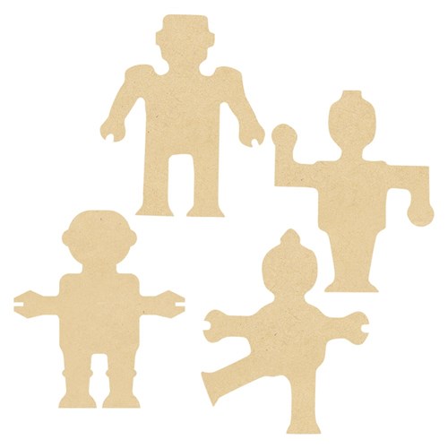 Wooden Robot Shapes - Pack of 20