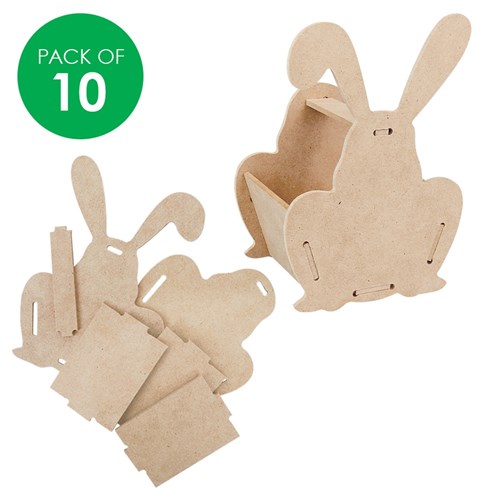 Wooden Bunny Baskets - Pack of 10 | 3D Wooden Shapes - CleverPatch ...