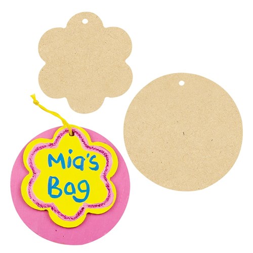 Wooden Layered Bag Tags - Flower - Pack of 20