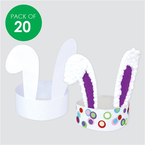 Cardboard Bunny Ears - White - Pack of 20
