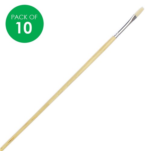 Flat Paint Brushes - Size 4 - Hog Hair - Pack of 10
