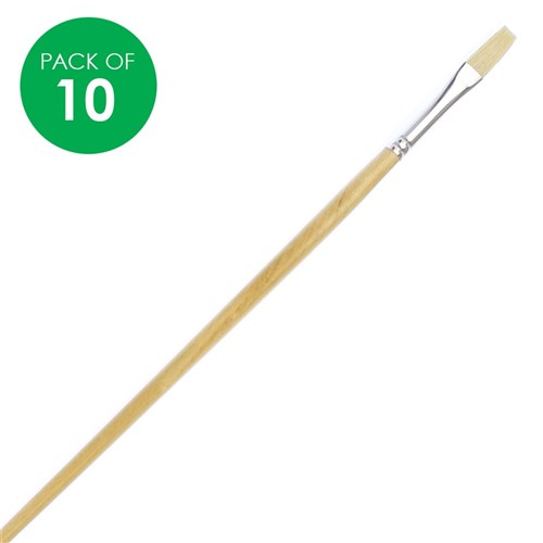 Flat Paint Brushes - Size 6 - Hog Hair - Pack of 10