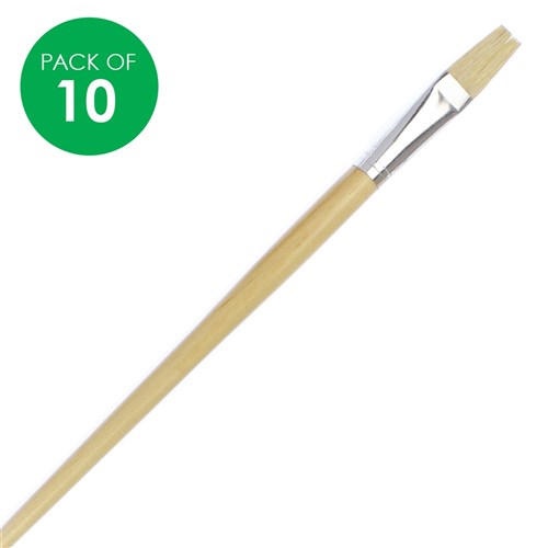 Flat Paint Brushes - Size 10 - Hog Hair - Pack of 10