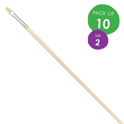Flat Paint Brushes - Size 2 - Nylon - Pack of 10