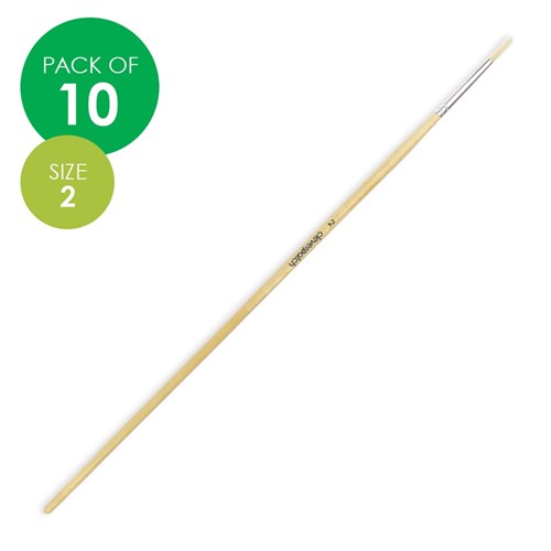 Round Paint Brushes - Size 2 - Hog Hair - Pack of 10