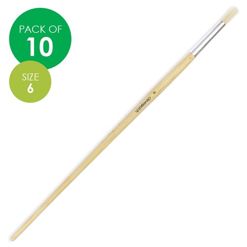 Round Paint Brushes - Size 6 - Hog Hair - Pack of 10