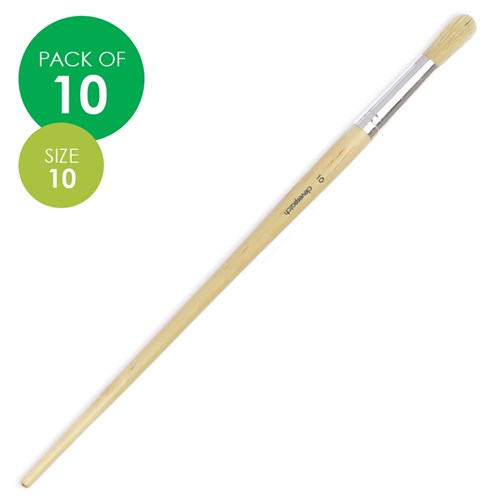 Round Paint Brushes - Size 10 - Hog Hair - Pack of 10