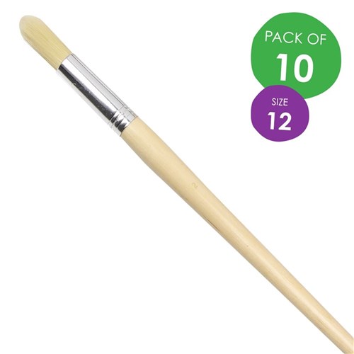 Round Paint Brushes - Size 12 - Nylon - Pack of 10