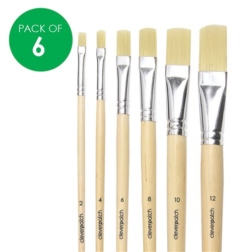 Flat Paint Brushes Set - Nylon - Pack of 6