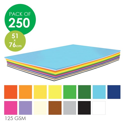 Rainbow Cover Paper - Assorted  - 510 x 760mm - Pack of 250
