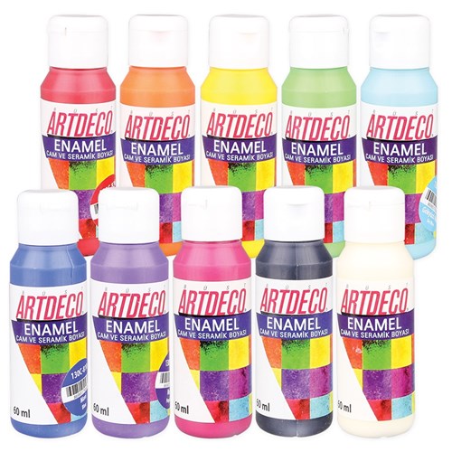 ARTDECO Glass & Porcelain Enamel Paint - 60ml - Set of 10 Colours