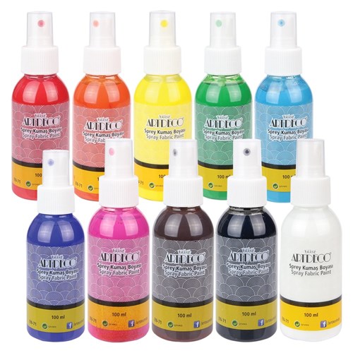 ARTDECO Spray Fabric Paint - 100ml - Set of 10 Colours