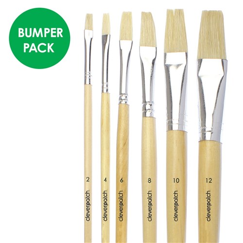 Flat Hog Hair Paint Brushes Bumper Pack