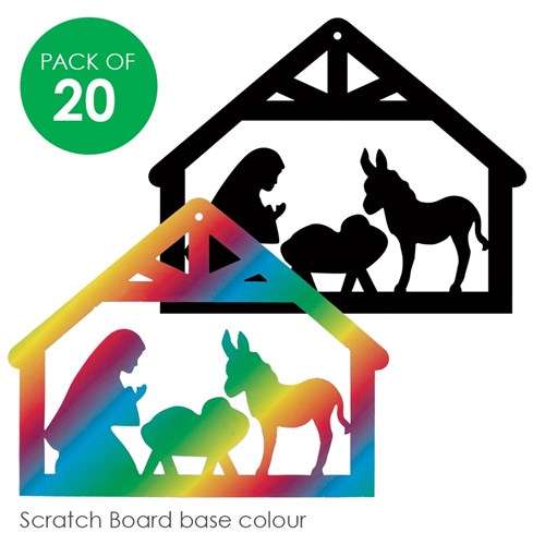 Scratch Board Cutout Nativity Scenes - Pack of 20