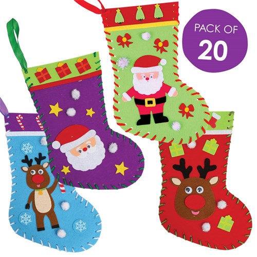 Felt Christmas Stockings Sewing CleverKit Multi Pack - Pack of 20