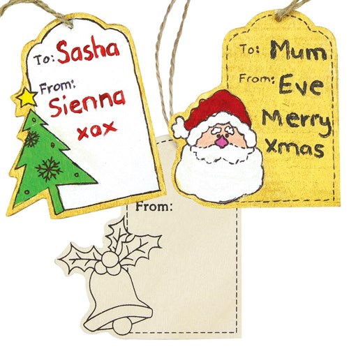 Wooden Christmas Gift Tags - Pack of 12 | Wood Craft | CleverPatch - Art &amp; Craft Supplies
