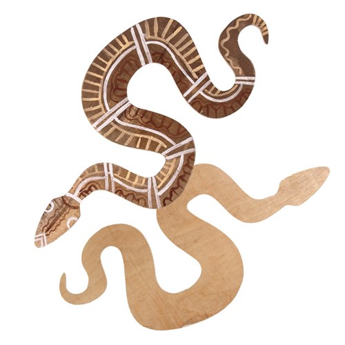 Giant Indigenous Wooden Snake Mural - 1.1m