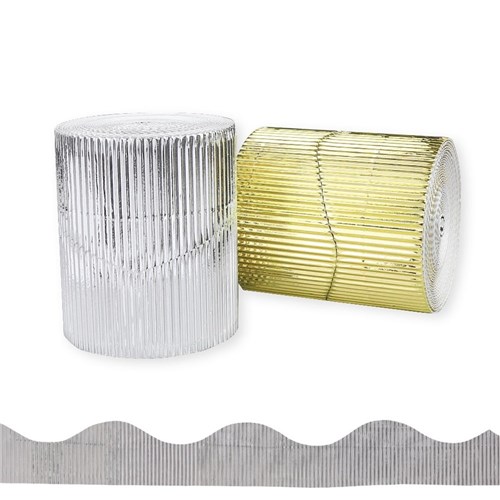 Corrugated Border Roll - Metallic Gold & Silver - 20 Metres